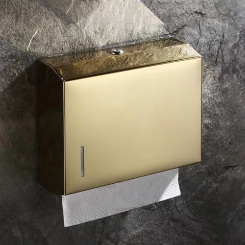 CNANRNANC Dispensador de toallas de papel de acero inoxidable con cerradura múltiple, dispensador de toallas de mano para cocina, baño, hotel, restaurante (dorado)