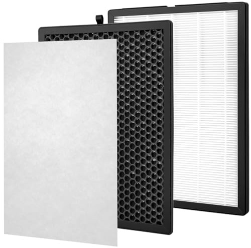 QWORK® FY1410/13 Juego de filtros de repuesto compatible con Philips purificadores de aire AC1212 AC1213 AC1214 AC1215 AC1217 AC1219 AC2729 (Incluye 1 filtro HEPA y 1 filtro de carbón activado)