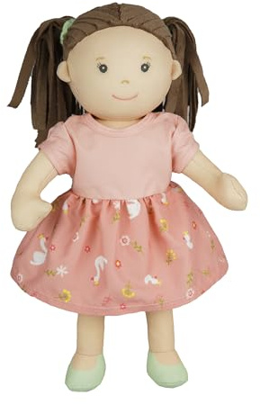 Heless 56 - Stoffpuppe Mädchen Lucie mit rosa Kleid zum An- und Ausziehen, ca. 32 cm große Weichpuppe zum Kuscheln, Spielen und Liebhaben
