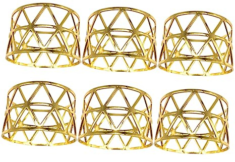 FUNNETOYU 6 Piezas Unidades Servilleteros Metálicos Dorados Anillos Decorativos para Servilletas para Bodas Fiestas y Banquetes Diseño y Elegante para Invitados