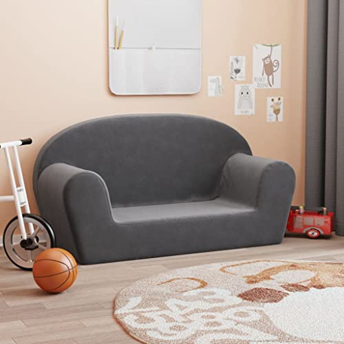 Générique Canapé pour Enfants 2 Places Anthracite Peluche Douce,Meubles, Mobilier pour bébés & Tout-Petits, Anthracite (Poids 2.3KG)