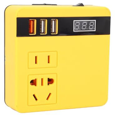 GOWENIC 120W DC Till AC-Växelriktare |Sladdlös Batteridriven Växelriktare med 3 USB-portar, Spänningsdisplay för nöd- och Campingbruk