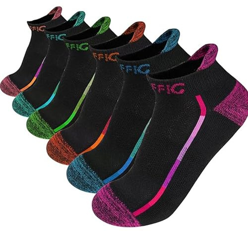 NAFFIC Trainer Running Socks Womens 6 Pairs Cushioned Sports Socks for Women Cotton Breathable Cushion Running Sock Ladies Casual Nonslip Ankle Athletic Sock