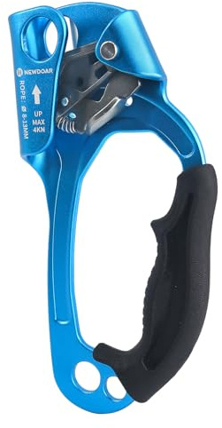 NewDoar UIAA & CE Certified Hand Ascender Rock Climbing Tree Arborist Rappelling Gear Equipment Rope Clamp for 8~13MM Rope-Right Hand Blue Pro