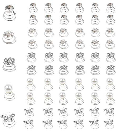 DODUOS 60 Stück Haarspiralen Haarspinnen Hochzeit Haar Curlies Perlen Strass Curlies Haarschmuck Spirale Haarnadel Haarclips Haarspange Braut Haarschmuck für Hochzeit, Abschlussball und Party