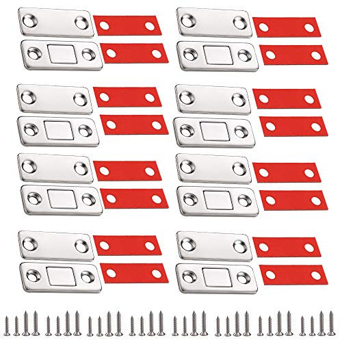 QUCUMER 8 Stück Magnetschnäpper Tür Magnete für Schranktüren Stark Magnetischer Türschließer Türverschluss Flachmagnet Selbstklebend Schranktür Magnet mit Schrauben Türmagnete für Kabinett Balkontür