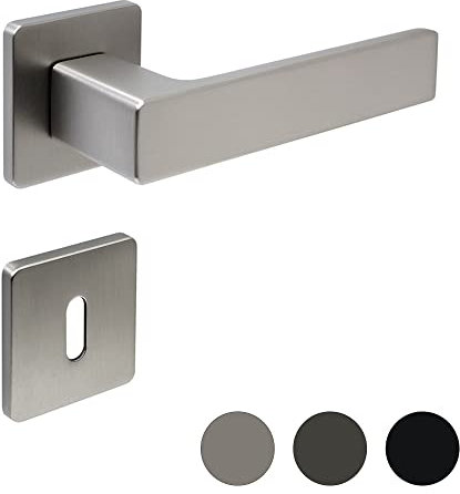 FELGNER Drückergarnitur Bormio für Buntbartschlösser | hochwertige moderne Türblende Türklinken Türdrücker Garnitur Türgriff Türbeschlag Rosette für Innentüren Zimmertüren | Nickel matt