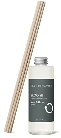 Skandinavisk Skog 'Forest' Reed Diffuser Refill with 8 Reeds. Lasts +3 Months. Notes: Pine Needles and Fir Cones, Birch Sap and Lily of The Valley. 200 ml