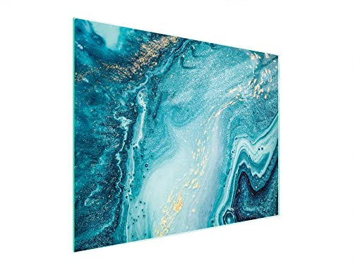DarHaus Tagliere da cucina in vetro temperato, Copri-piano cottura a induzione, piano decorativo universale 52x40 cm, Marmo Turchese