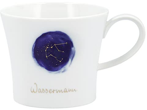 KPM BERLIN Frühstückstasse Sternzeichen WASSERMANN, Porzellan Tasse, Frühstückstasse, Kaffeetasse, handmade im Geschenkkarton (WASSERMANN)
