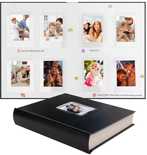 128 Pockets Hardcover Instant Photo Album for Instax Mini Photos,Black