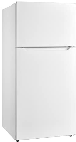 Midea MRT14D2BWW Refrigerator, 14.2 Cu.ft Top Mount Refrigerator Freezer-2 Door Fridge, Adjustable Electrical Thermostat Control, Reversible Door, Humidity-controlled, Frost-Free, ADA, White