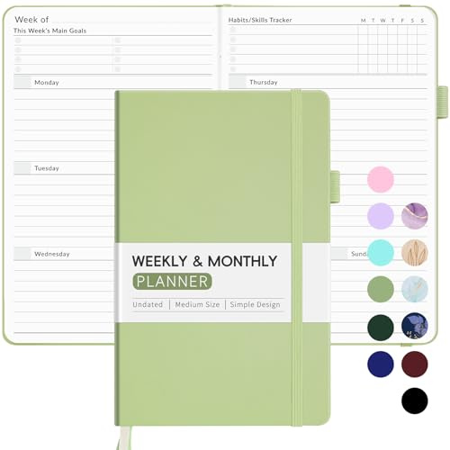 Undated Planner for 2026-2027, Forvencer Weekly Monthly Calendar Planner-A5