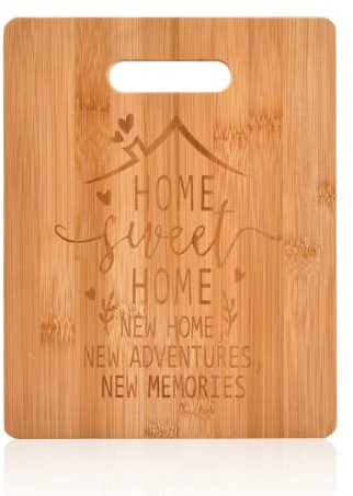 volumoon Tagliere da Cucina in Bambù Antibatterico, Rettangolare per Pane Carne Verdure - Personalizzati con Incisione per Regalo di Inaugurazione Casa, Matrimonio e Natale