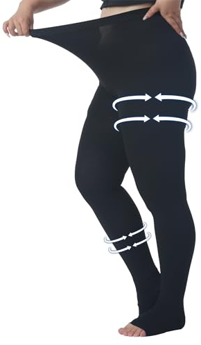 Plus Size 5XL Compression Pantyhose for Women Men, 20-30 mmHg Graduated Compression Tights, Opaque Toeless Compression Stockings Waist High Support Tights for Swelling, DVT,Pregnant, Teacher, Doctor