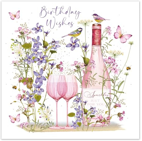 Nigel Quiney Birthday Card for Women, Artistic Floral Birds & Butterflies