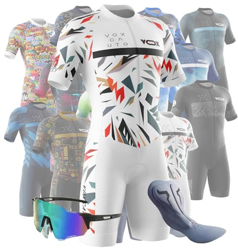 Combinaison de Cyclisme pour Homme -Triathlon Tri Costume - Respirante, à séchage Rapide - Combinaison de Triathlon à Manches Courtes pour entraînement à vélo (Typ-1,XXL)