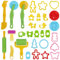 DOITEM Clay and Dough Tools with Models and Molds, Play Dough Accessories Plastic Dough Molds Cutters Animals Shapes, Assorted Color, 29 PCS