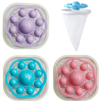 Fusselball für Waschmaschine, 2025 Neu Haarfänger Tierhaarentferner Waschmaschine, 3PCS Wiederverwendbarer Wäscheball Netzbeutel Anti Fussel Bälle, Wäschebälle Fusselfänger Beutel für Wäsche