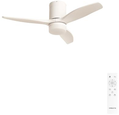 CREATE/WINDCALM S/Ventilador de techo ABS con luz blanco con mando / 40W, Silencioso, Ø112 cm, 6 velocidades, 3 temperaturas de luz, temporizador, función verano-invierno