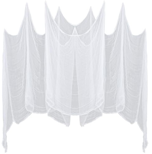 Tela Adornos Halloween Decoracion,Grande Gasa Blanco Espeluznante de 215 x 500 cm,Decoraciones Halloween de Paño Cortina de Tapiz para Decorativa Fiestas para Jardín y Patio Interior y Exterior
