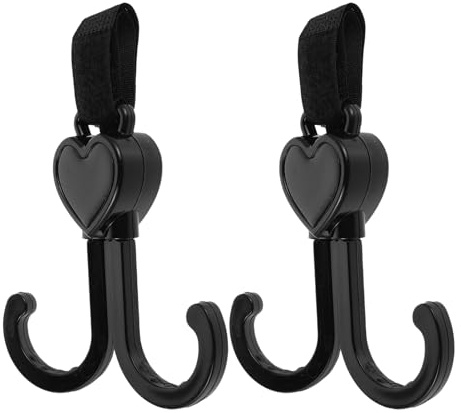 MOLUCKFU Ganchos para Cochecito Dobles 2piezas Negro para Colgar Bolsas y Accesorios de Paseo
