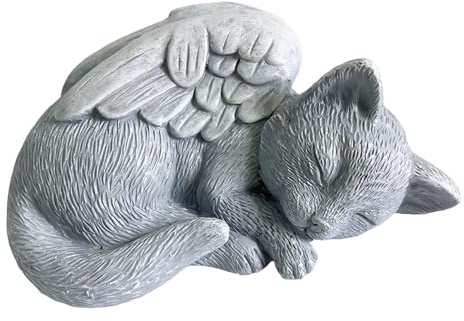 Gcerfby Gravmarkör för katt, minnesdesign, 15,2 x 6,2 cm, väderbeständig harts trädgårdsstaty, sovande kattunge ängel trädgårdsfigurer, elegant dekorativ, för sympati minne
