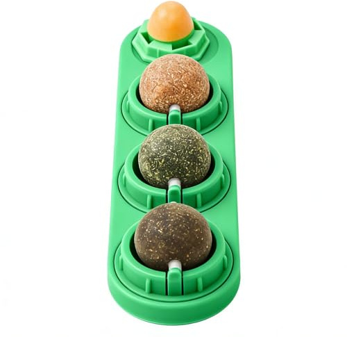 Bolas de hierba gatera,4 Unidades de Pared Bola Lamebolas de Catnip - Juguetes para Morder para Gatos - para juego entrenamiento ejercicio entretenimiento estimulación mental rascado limpieza