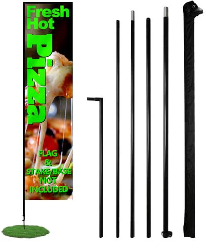 Anley Set Asta Bandiera Piuma Set Asta Bandiera svolazzante assemblato con Borsa per Il Trasporto - Adatto 3Ft X 11Ft Bandiere Piuma (Non Incluse) - Solo pennone