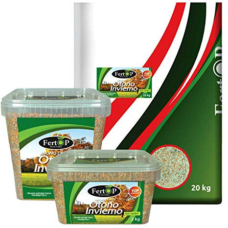FertOP® - Abono para Césped, Otoño-Invierno, Fertilizante de Liberación Lenta, 3 Meses. (Envase 2Kg/70m²)