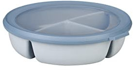 Mepal – Bento bowl 3-compartment multibowl round Cirqula – Airtight food storage container – Separated food storage – Meal prep containers & food containers – 250 ml, 250 ml & 500 ml – Nordic blue