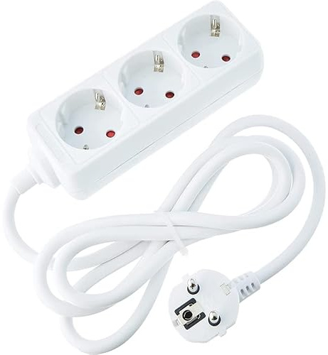 Steckdosenleiste Weiß 3 Steckdosen Verlängerung ohne Schalter mit Kabel 3G 1,5 mm² 5 Meter, deutsche Steckdosenleiste weiß (3 Steckdosen, 1,5 mm² 5M)