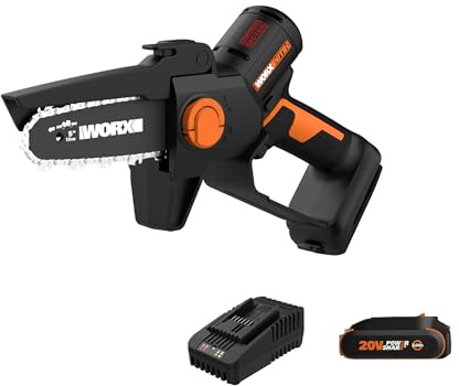 Worx Nitro 20V 5 Cordless Brushless Chainsaw 2.0 Ah Battery and Charger Included WG325