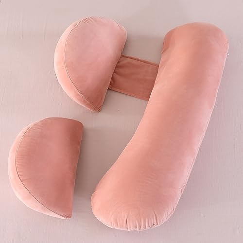 MINGPINHUIUS Cuscino per Gravidanza, Cuscino gravidanza per Dormire a Forma di U Cuscino per Pancia, Fianchi,Gambe,La Schiena, Cuscino premaman, Rimovibili Lavabili (rosa 1)