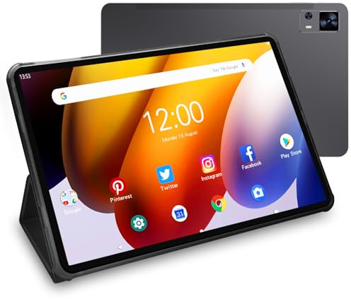 VASOUN Tablet 12 Zoll, Android Tablet 13 PC, 2K FHD+, 12 Zoll 256GB Tablets mit Ledertasche, 4G LTE 5GHz Dual WiFi, Octa-Core, 5MP + 13MP Dual Kamera, 8000mAh Akku, Unterhaltung und Bildung