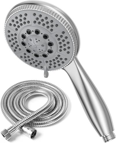 Vinabo Duschkopf mit Schlauch 1,5m, duschkopf wassersparend, duschbrause mit schlauch,5 Strahlarten Handbrause Duschkopf Wassersparend Duschkopf Groß Sparduschkopf