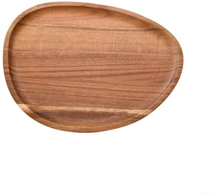 Élégante assiette ovale en bois naturel, plateau multifonction (20 x 28 cm)