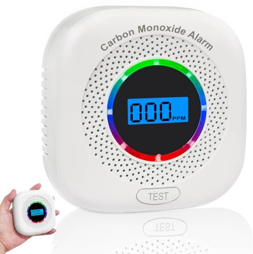 Carbon Monoxide Detector Fenary,Carbon Monoxide Alarm Replaceable Battery Operated with LCD Digital Display,CO Alarm Detector Monitor with Test Button for Home(Batteries NOT Included)