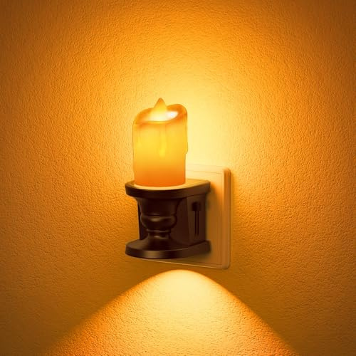 JandCase Nachtlicht, Vintage Nachtlicht Steckdose, Bernstein Licht, Dimmbar 0–100LM mit Dämmerungssensor, LED Kerze Design Nachtlichter, für Schlafzimmer, Kinderzimmer, Flur, Treppe, Küche