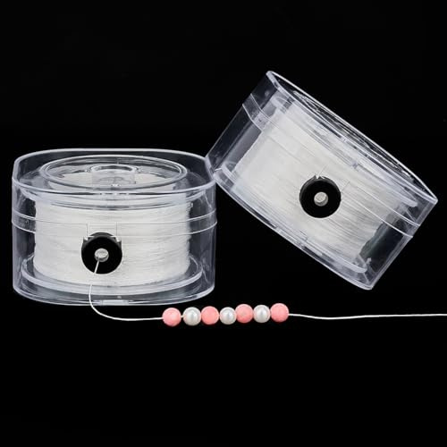 PH PandaHall Hilo para cuentas de 450 m, 0,2 mm, color blanco, cuerda de coser para cuentas de semillas, perlas, pulseras, collares, joyas, manualidades, 2 rollos