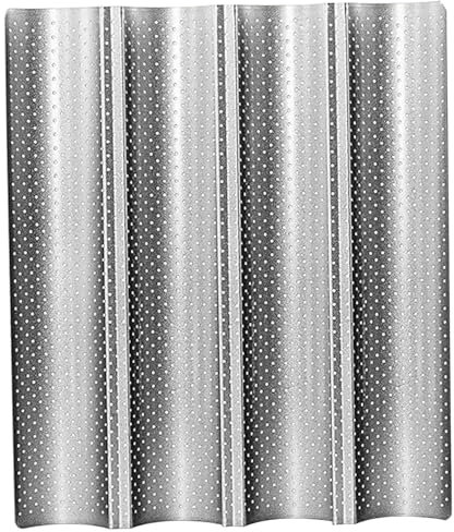 Gcroet Teglia per cottura per 4 baguette in acciaio carbone antiaderente panetta da forno francese con sfiato dell'aria facile da pulire per ...