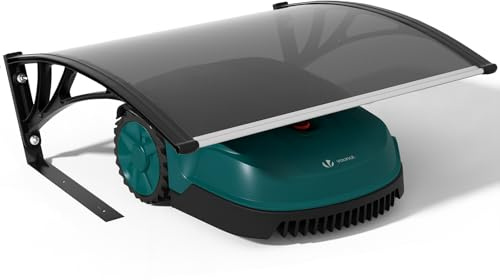 VOUNOT® Garage de Tondeuse Robot 104x80x50 cm Abri pour Robot avec Pied en Métal Tondeuse Protection Exterieur Contre Pluie UV et Intemperies Toit Rigide pour Jardin Pelouse Gris