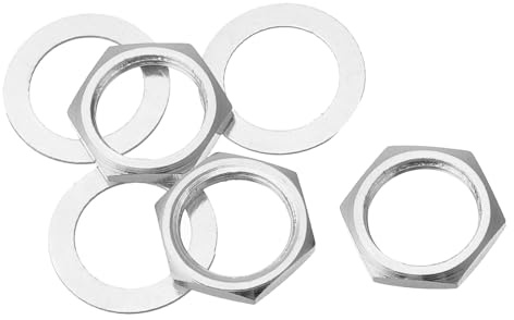 TA-VIGOR Guitar Jack Nut and Washer, 3/8 Jack Socket Nut and Washers Input Output Guitar Jack Replacement Parts for Guitars and Bass, Silver 3 Set