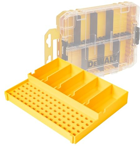 RUGGED TOOLS Insert Tray with 80 Hex Bit Holders and 5 Storage Sections Compatible with Dewalt ToughCase Medium (DWAN2190) - Yellow (80H5s)