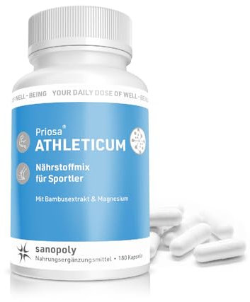 SANOPOLY Priosa® athleticum 180 Kapseln I Normale geistige Leistung und Muskelfunktion I Nährstoffmix mit Aminosäuren, Mineralien, Spurenelementen & Vitaminen I Vegan