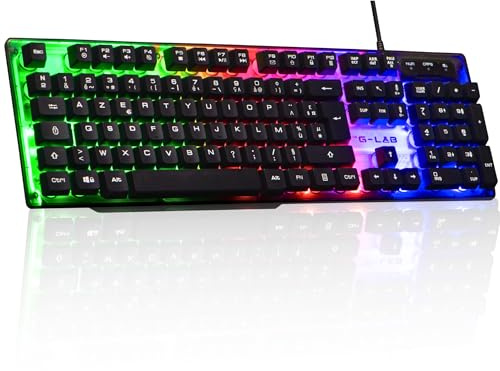 The G-Lab - KEYZ NEON - Högpresterande speltangentbord - Ultra Reaktivt membran - RAINBOW bakgrundsbelysning flerfärgad - fransk layout svart