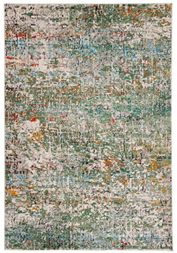 Safavieh Contemporary Rug for Living Room, Dining Room, Bedroom - Madison Collection, Short Pile, in Green and Turquoise, 66 x 122 cm