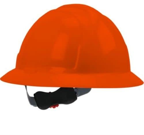 Safety Works Protective Full Brim Hard Hat, 4 Point Suspension, Slip Ratchet, High-Density Polyethylene Shell, ANSI/ISEA Z89.1, Class E, One Size, Blue, (SWX00429-01)