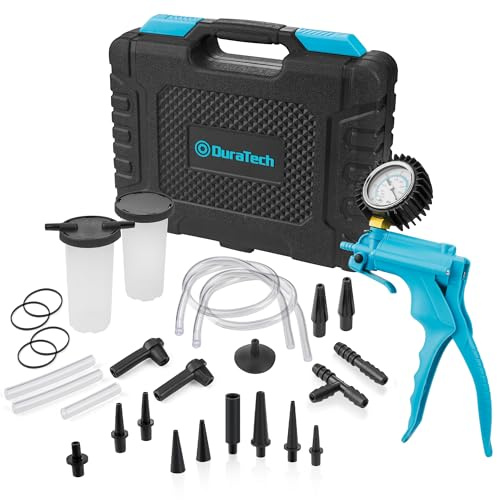 DURATECH 2 in 1 Brake Bleeder Kit, Brake Fluid Bleeder Kit with Handheld Vacuum Pump, for Automotive, Organized in Portable Case