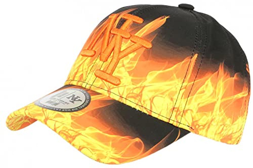 Hip Hop Honour Orange och svart Streetwear Fire NY Baseball barnkeps från 7 till 11 år - en storlek - orange